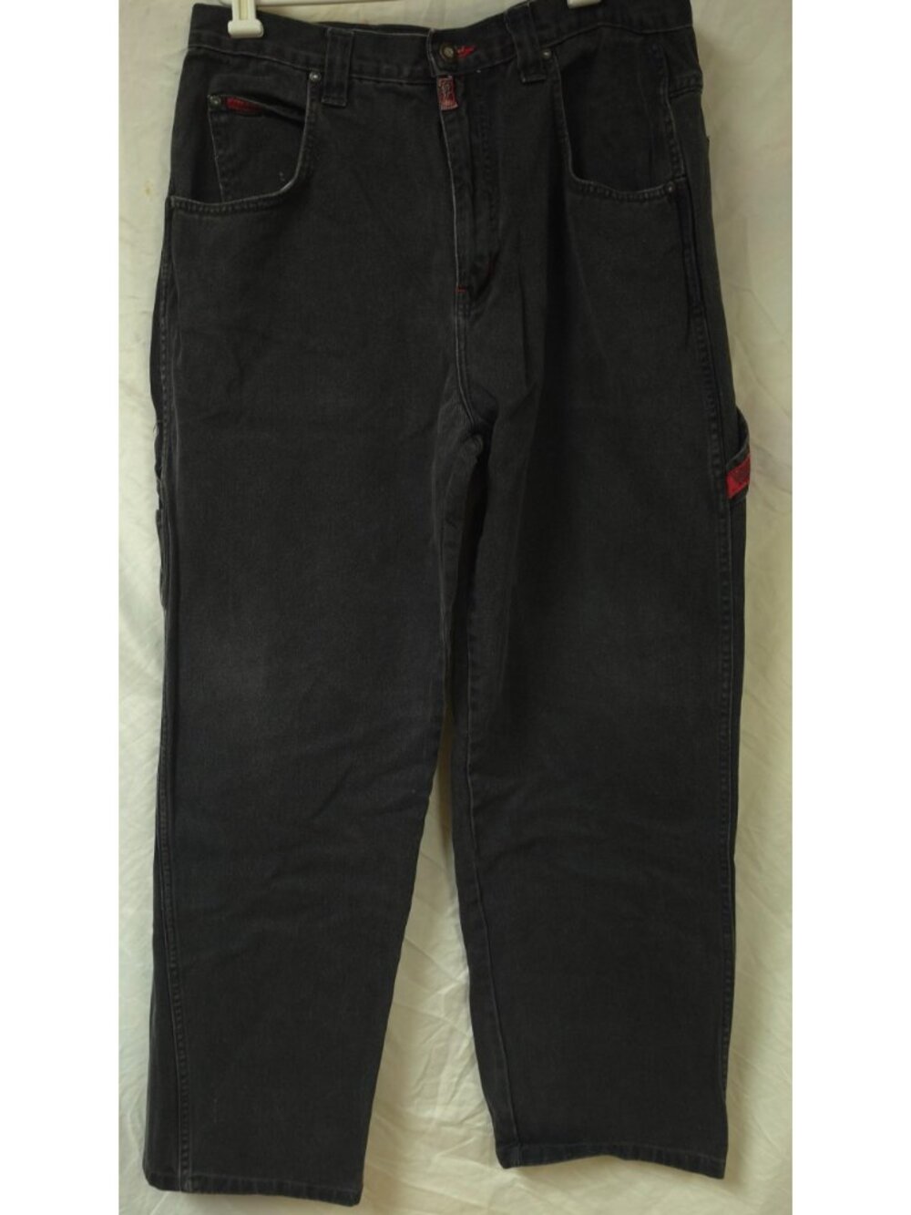 VTG Paco Sport Atmosphere Carpenter Baggy Black Faded Wide Legs Y2k Jeans 34x33